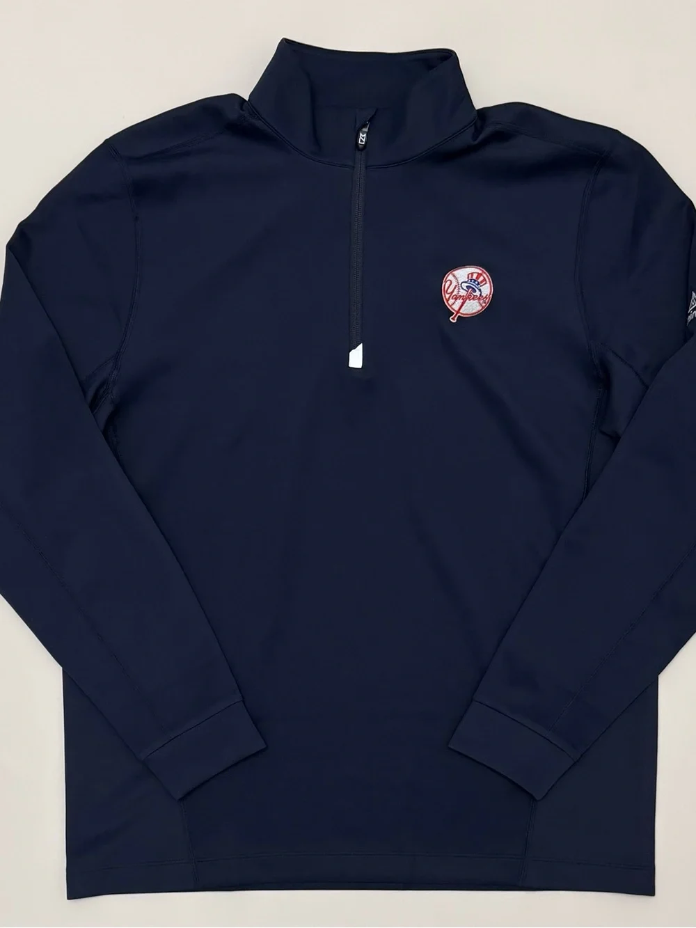 Cutter & Buck Navy Quarter-Zip Pullover with New York Yankees Embroidered Patch